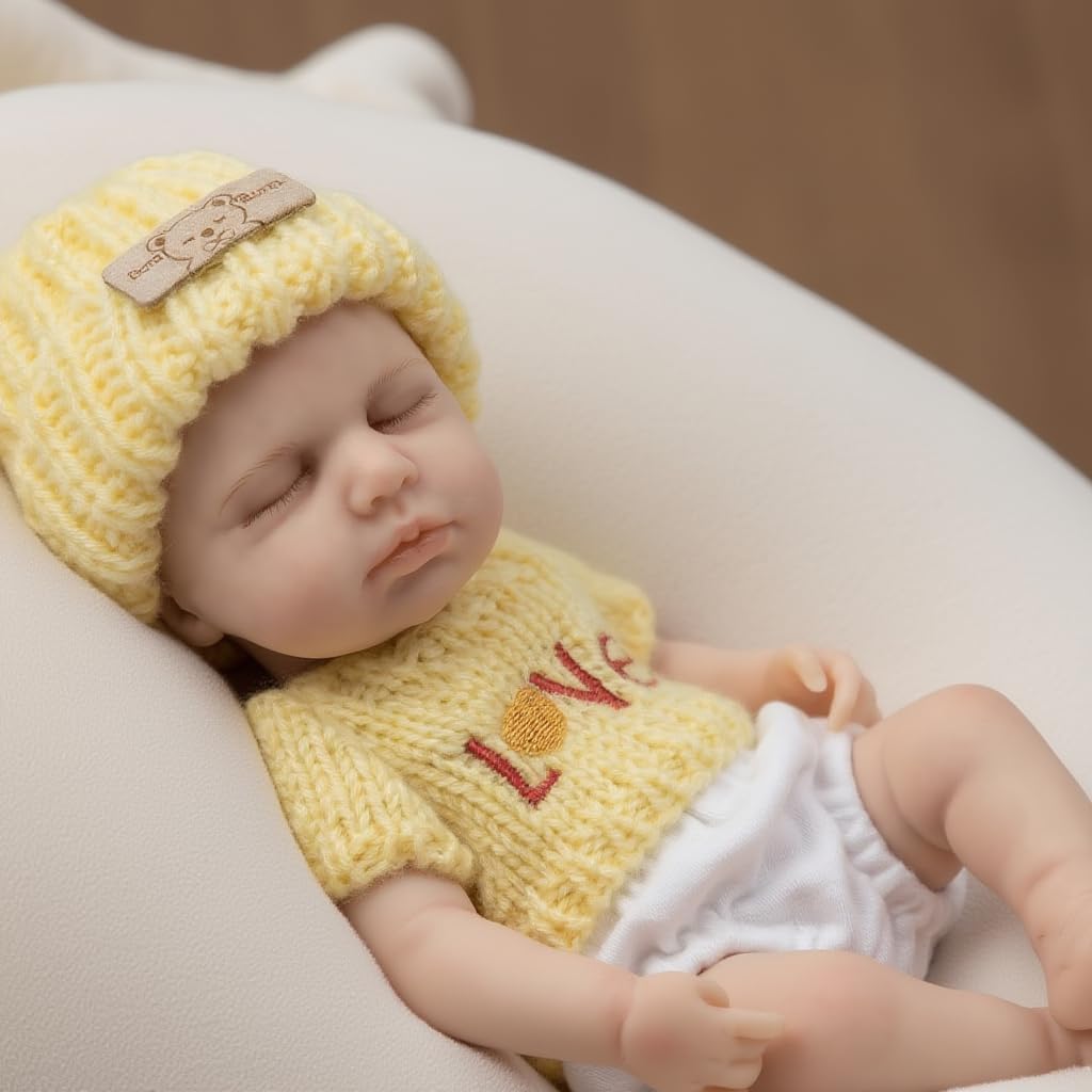 20cm Full Silicone Loulou Reborn Baby Girl In Yellow Sweater