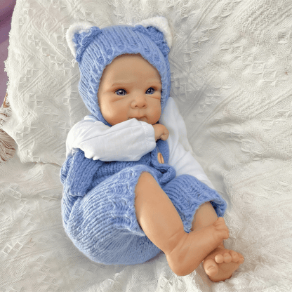 18 Inches Blue Eyes Bettie Reborn Baby Girl In Blue Knitted Bodysuit