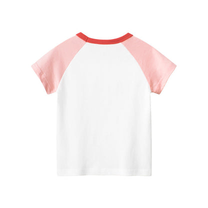 Short sleeve T-shirt with round neck with open love rabbit