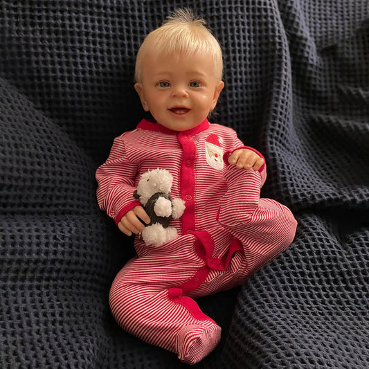 24 Inches Open Eyes Blonde Hair Yannik Reborn Doll In Christmas Clothes