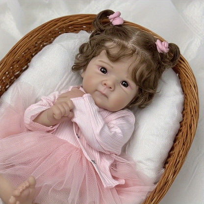 48cm Open Eyes Soft Body Reborn Doll Bettie In Pink Dress