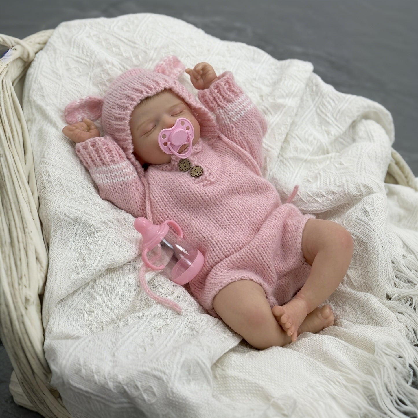 20 Inches 3D-Painted Rosalie Reborn Dolls Girl In Pink knitted clothes