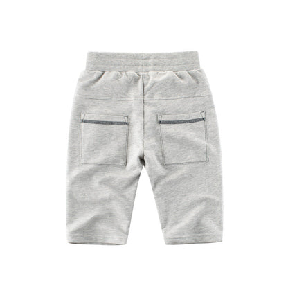 Solid Color Mid-Length Cotton Shorts for Boys
