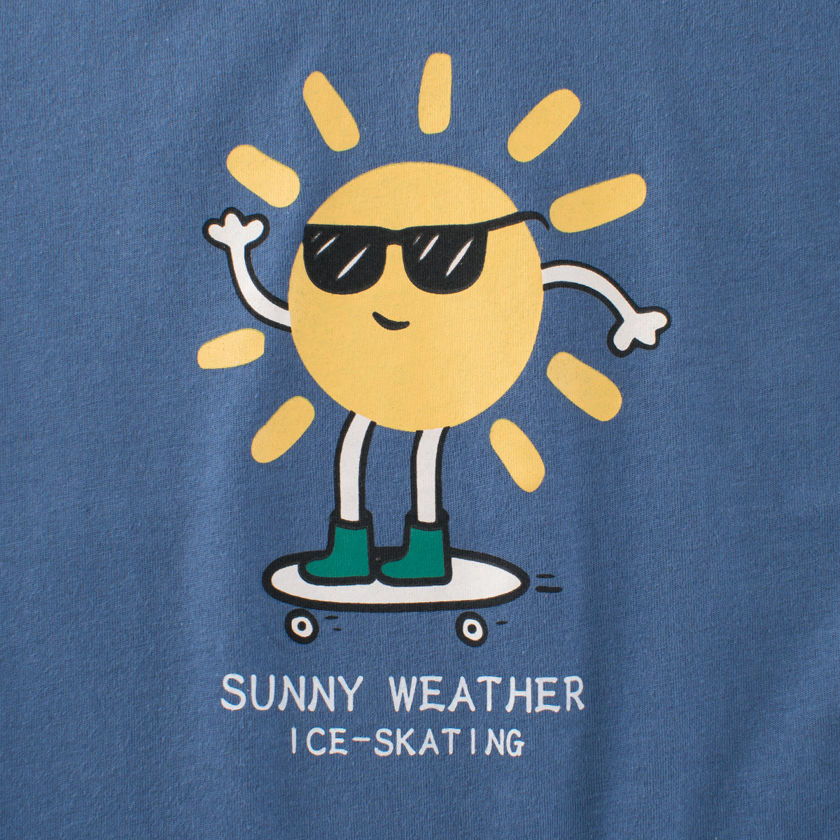 Blue short-sleeved T-shirt for kids with sun print