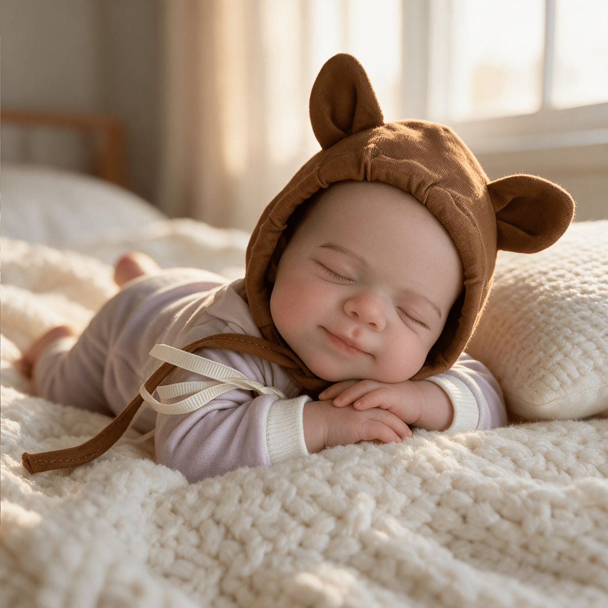 30cm Silicone Closed Eyes Pascale Reborn Baby Girl in Moon Printed Outfits