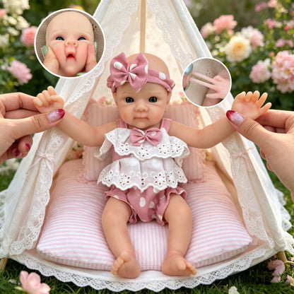 30cm Full Silicone Bettie Reborn Baby Girl in Pink Polk Dot Outfits