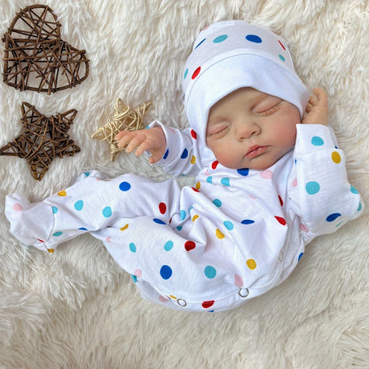 19 inches 3D-Paint Sleeping Irys Reborn Doll in Polk Dot Clothes