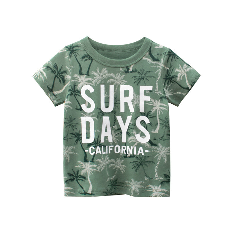 Short-sleeved T-shirt with round neck and Coconut Tree lettering motif