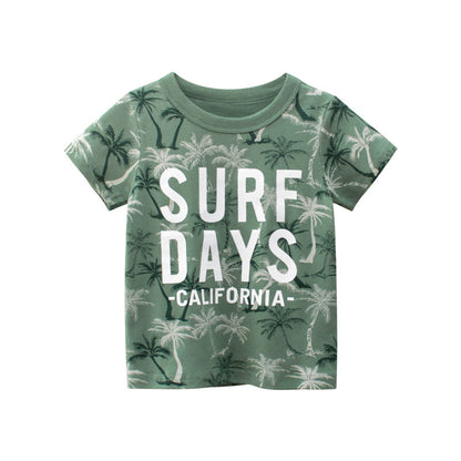 Short-sleeved T-shirt with round neck and Coconut Tree lettering motif