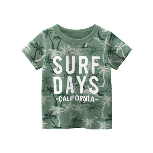 Short-sleeved T-shirt with round neck and Coconut Tree lettering motif