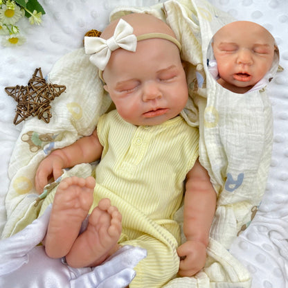 45cm Full Silicone Stretchable Asleep Loulou Reborn Girl in Yellow Outfits