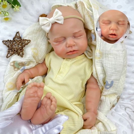45cm Full Silicone Stretchable Asleep Loulou Reborn Girl in Yellow Outfits