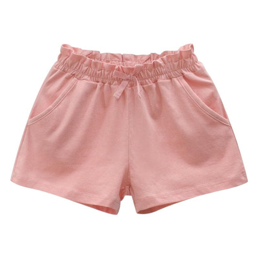 Cotton Solid Color Mid-waist Shorts for Girls