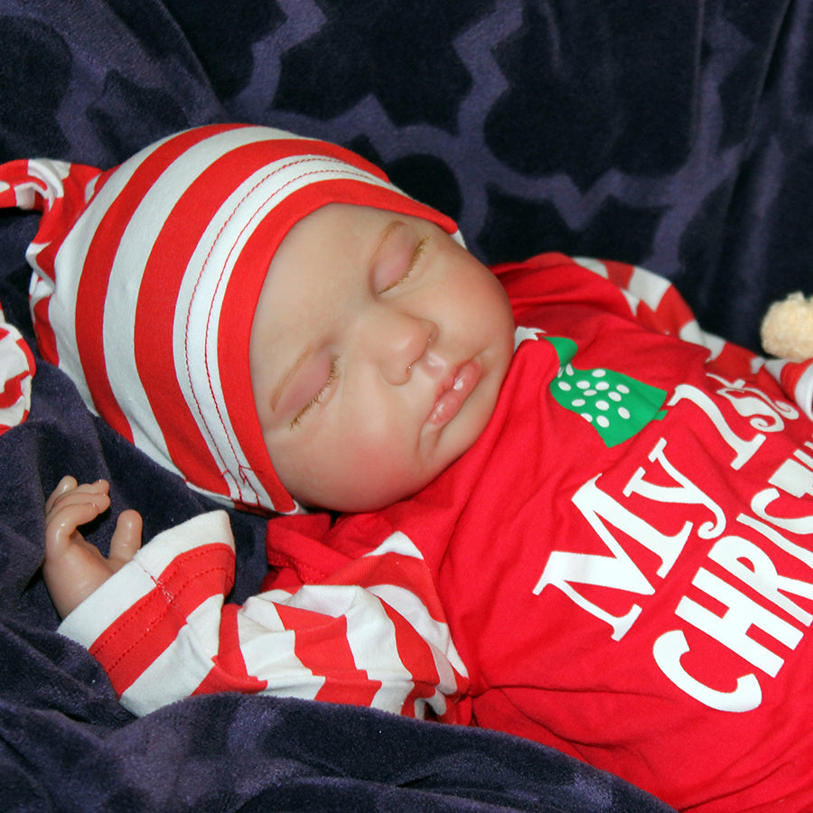 20 inches Closed Eyes Lolou Reborn Baby Girl/Boy in Christmas Clothes