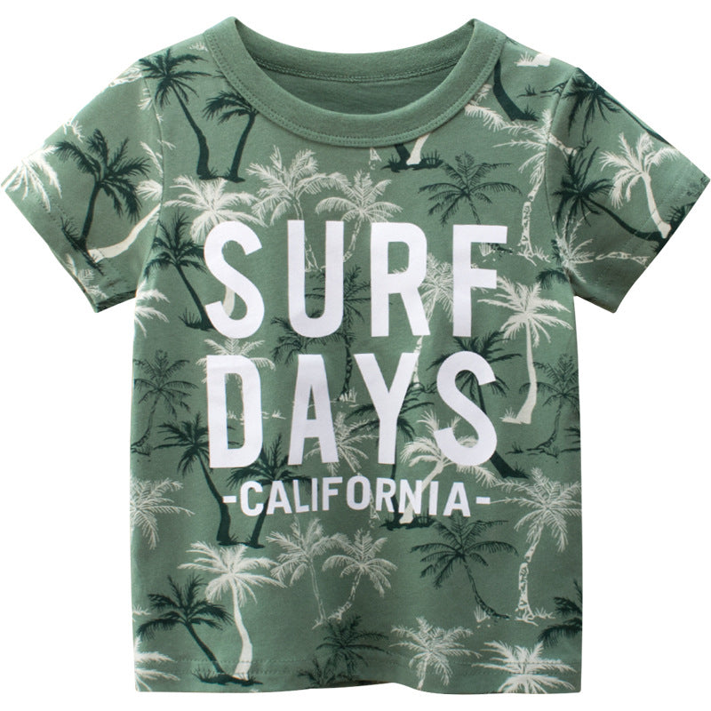 Short-sleeved T-shirt with round neck and Coconut Tree lettering motif