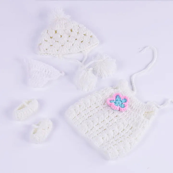 Knitted Bodysuits, Hat and Socks 3-Piece Set for 30cm Dolls