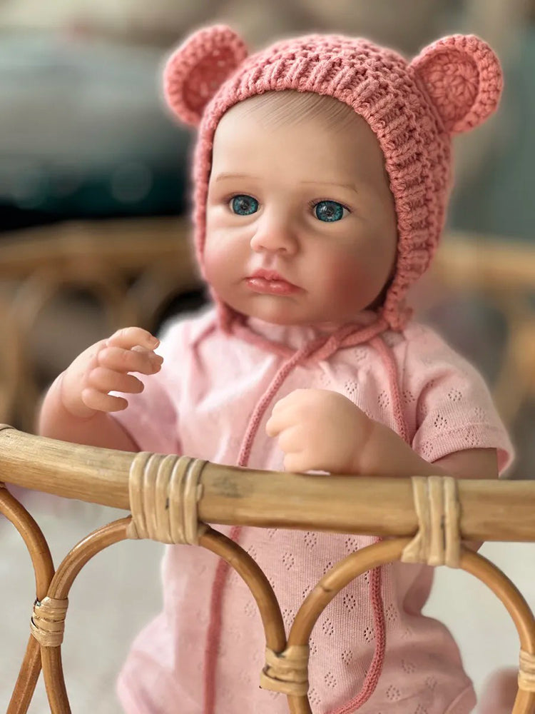 20 Inches blue eyes Loulou reborn Baby Girl With Pink Hat