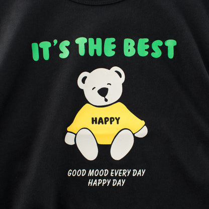 Black Bear Print Kids Short Sleeve T-Shirt