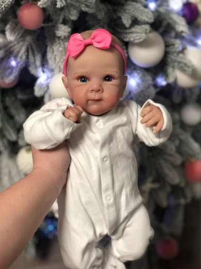 48cm Lifelike Open Eyes Bettie Reborn Baby Girl In White bodysuit