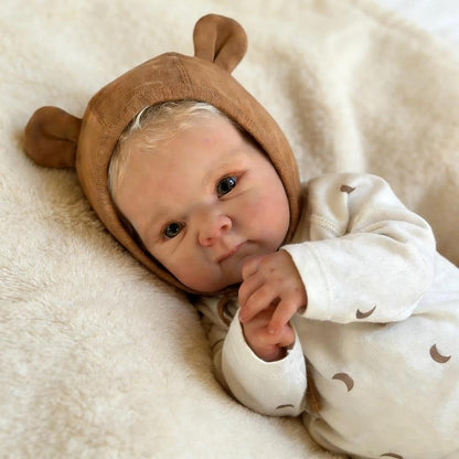 45cm Lifelike Blonde Hair Bettie Reborn Baby Girl in Moon Print bodysuit