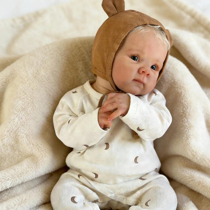 45cm Lifelike Blonde Hair Bettie Reborn Baby Girl in Moon Print bodysuit