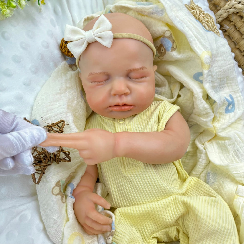 45cm Full Silicone Stretchable Asleep Loulou Reborn Girl in Yellow Outfits