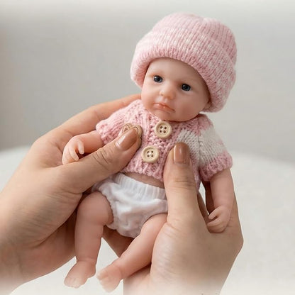 20cm Full Silicone Open Eyes Loulou Reborn Baby Girl In Pink Sweater
