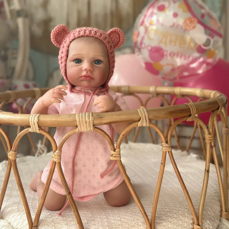 20 Inches blue eyes Loulou reborn Baby Girl With Pink Hat