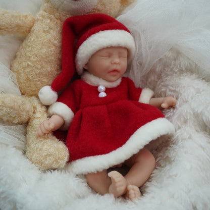 6 Inch Closed Eyes Mini Reborn Dolls in Christmas Clothes-Darren