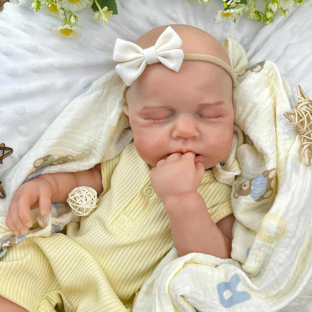 45cm Full Silicone Stretchable Asleep Loulou Reborn Girl in Yellow Outfits
