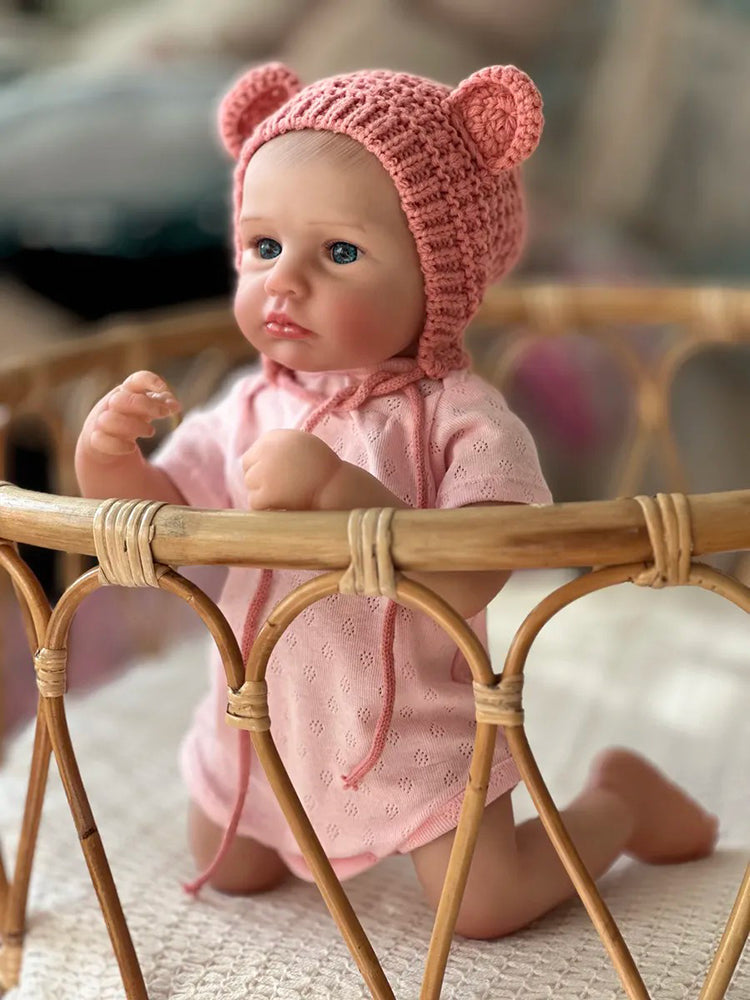 20 Inches blue eyes Loulou reborn Baby Girl With Pink Hat