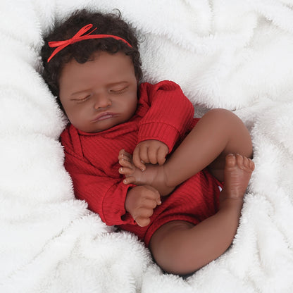20 Inches Delia Closed Eyes Dark Skin Reborn Doll Girls - Rosalie