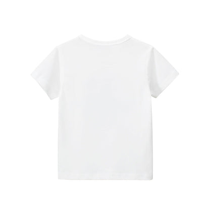 White Bear Cartoon Crew Neck Short Sleeve T-Shirt