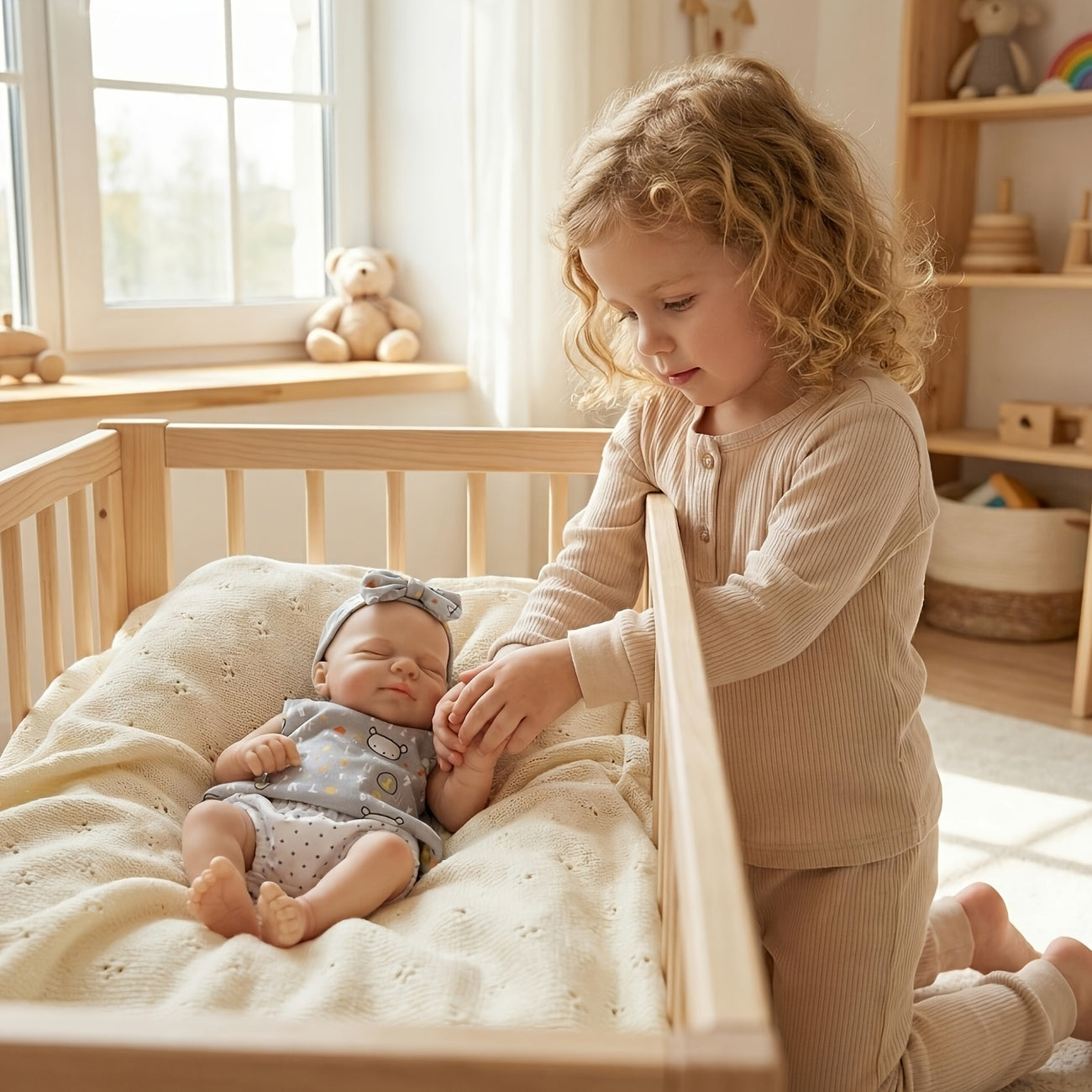 30cm Cute Full Silicone Pascale Reborn Doll Girl In Gray Letter Print Outfits