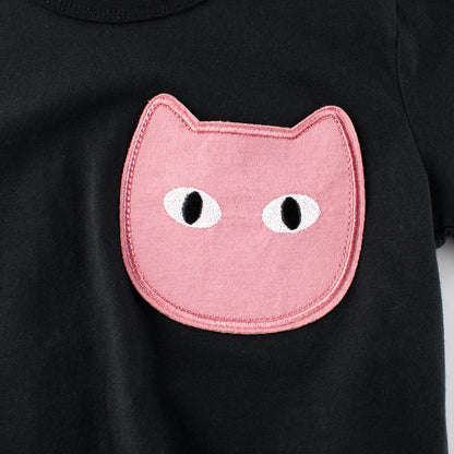 Solid Color Cartoon Cotton Short Sleeve T-Shirt