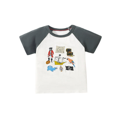 Kids Color Block Printed Short Sleeve T-Shirt