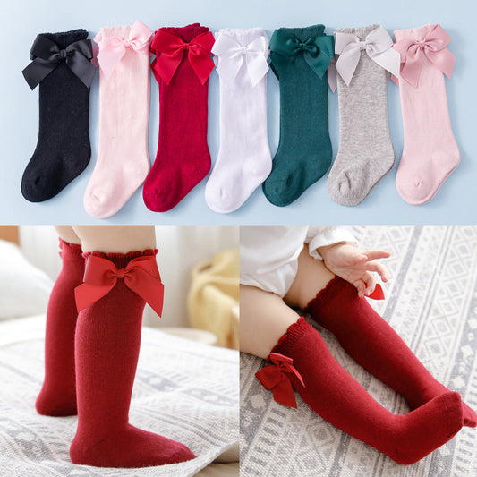 Solid Color Knee Length Butterfly Socks for Baby