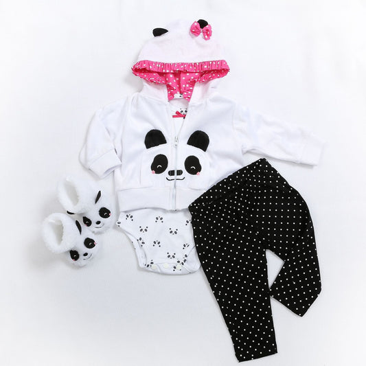 panda and polka dot 4-piece clothes set for 18-24 inch dolls