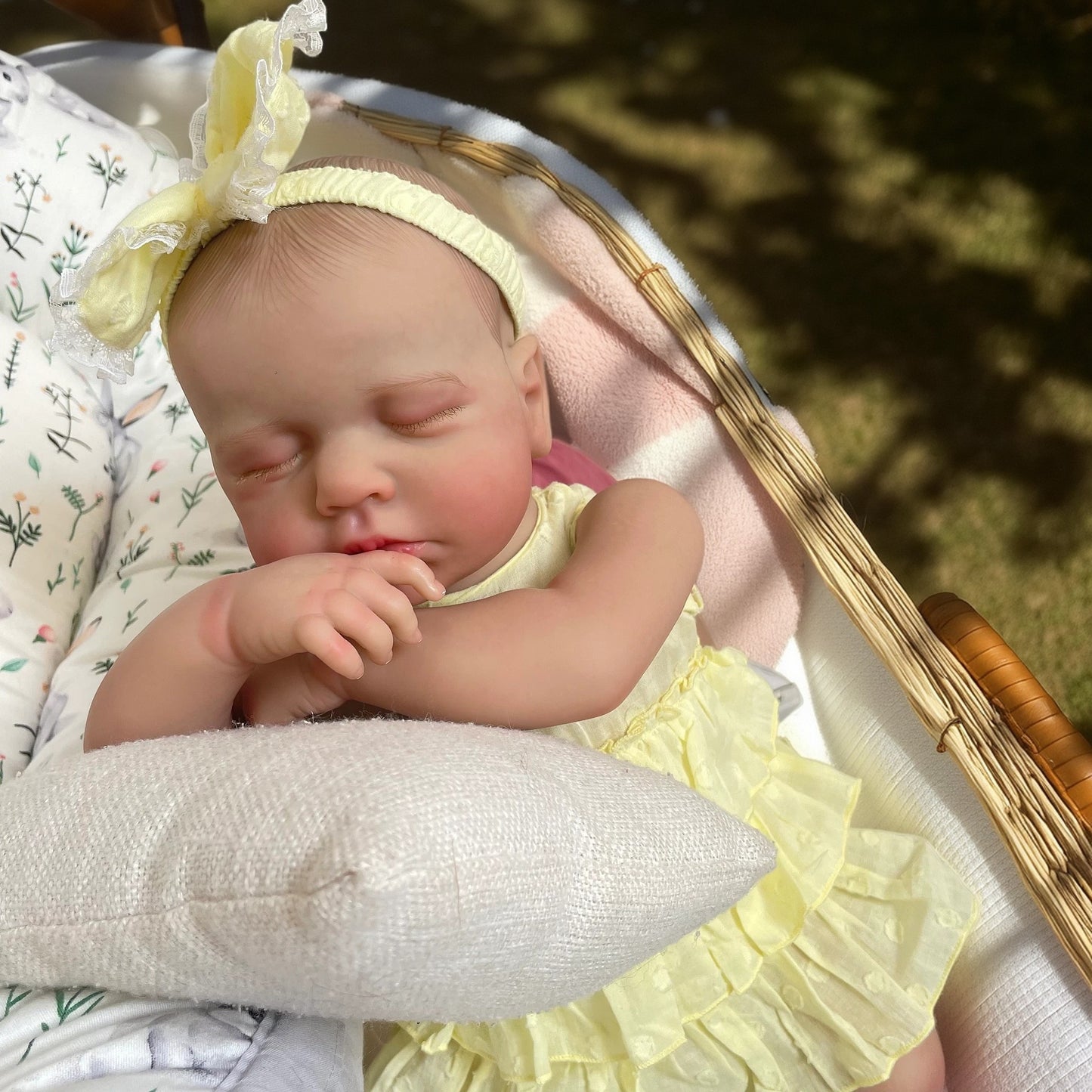 20 Inches 3D Skin Closed Eyes Loulou Reborn Baby Girl In Yellow Dress