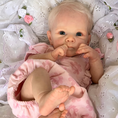 18 Inches Blue Eyes Bettie Reborn Doll Girl In Pink Flower Clothes