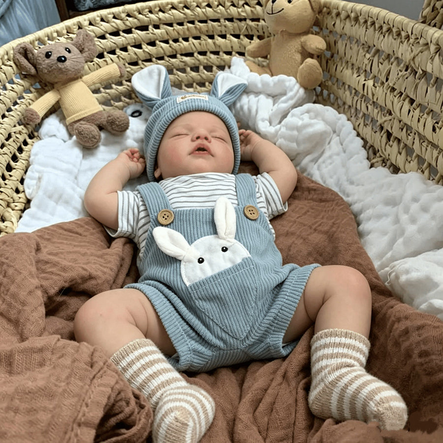 19 Inches Closed Eyes Sam Reborn Doll In Blue Rabbit Outfits