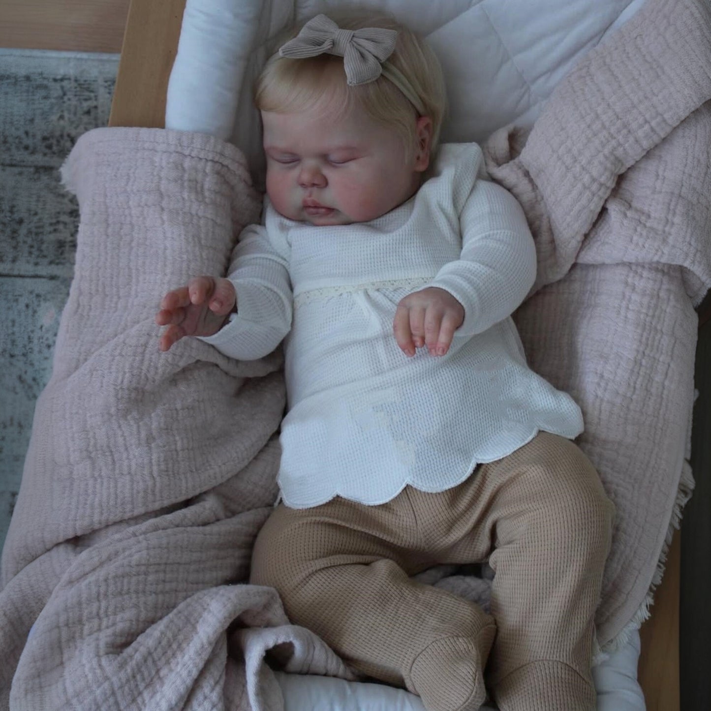 20 Inches 3D Skin Blonde Hair Closed Eyes Reborn Doll - Pickle