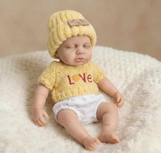 20cm Full Silicone Loulou Reborn Baby Girl In Yellow Sweater