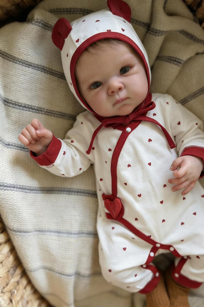 45cm Lifelike Short Hair Bettie Reborn Baby Girl in Red Heart Clothes