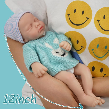 30cm Lifelike Closed Eyes Silicone Reborn Baby Doll Twin Sisters-Loulou