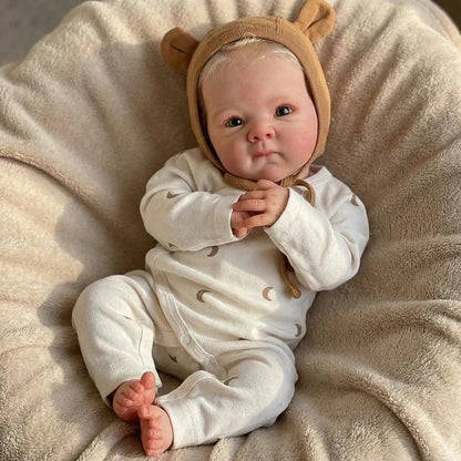 45cm Lifelike Blonde Hair Bettie Reborn Baby Girl in Moon Print bodysuit