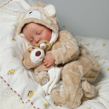 45cm Lifelike Closed Eyes Soft Body Reborn Doll Levi