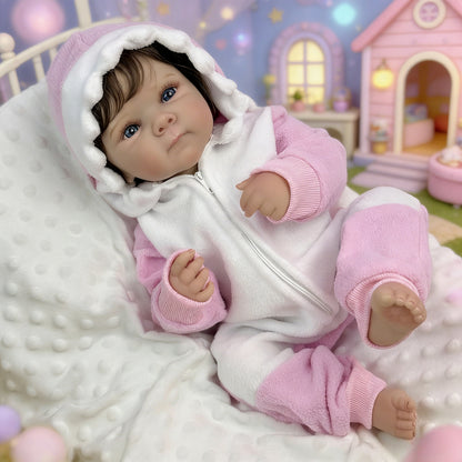 45cm Lifelike Short Hair Bettie Reborn Baby Girl in Pink Romper suit