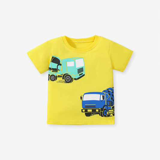 Cartoon car pure cotton short sleeve T-shirt for boys