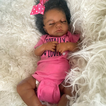 20 Inch Closed Eyes African American Reborn Dolls-Loulou